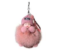 Generisch Porte-clés avec nom perles assorties pompon poussette bébé ou pendentif porte-clés sacs à main pour bébé avec porte-clés en fourrure endormie, i, taille unique