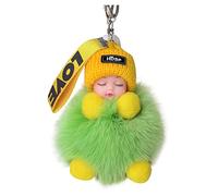 Generisch Porte-clés avec nom perles assorties pompon poussette bébé ou pendentif porte-clés sacs à main pour bébé avec porte-clés en fourrure endormie, f, taille unique