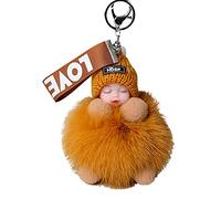 Generisch Porte-clés avec nom perles assorties pompon poussette bébé ou pendentif porte-clés sacs à main pour bébé avec porte-clés en fourrure endormie, t, taille unique