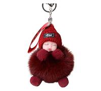 Generisch Porte-clés avec nom perles assorties pompon poussette bébé ou pendentif porte-clés sacs à main pour bébé avec porte-clés en fourrure endormie, M, taille unique