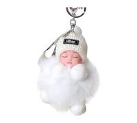 Generisch Porte-clés avec nom perles assorties pompon poussette bébé ou pendentif porte-clés sacs à main pour bébé avec porte-clés en fourrure endormie, S, taille unique