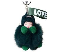 Generisch Porte-clés avec nom perles assorties pompon poussette bébé ou pendentif porte-clés sacs à main pour bébé avec porte-clés en fourrure endormie, k, taille unique