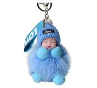 Generisch Porte-clés avec nom perles assorties pompon poussette bébé ou pendentif porte-clés sacs à main pour bébé avec porte-clés en fourrure endormie, l, taille unique