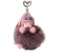 Generisch Porte-clés avec nom perles assorties pompon poussette bébé ou pendentif porte-clés sacs à main pour bébé avec porte-clés en fourrure endormie, r, taille unique