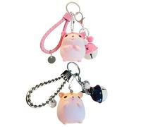 Generisch Porte-clés Hamster mignon | Porte-clés en peluche douce | Hamster tissé à la main avec nœud | Accessoire de sac pour femme | Cadeau unique