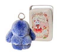 Generisch Porte-clés lapin - Fait à la main - Porte-clés lapin en peluche avec boîte cadeau - Pour adultes, famille, amis, filles, anniversaire, vacances, Pâques
