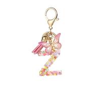 Generisch Porte-clés pour petite amie en résine à paillettes 26 lettres avec pompon papillon et ange gardien Lettre K, z, taille unique