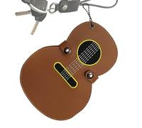 Generisch Porte-médiators 17 compartiments - Étui en cuir synthétique pour médiators de guitare - Pour musiciens et amateurs de musique avec basse électrique et ukulélé, marron, Voir description, Voir