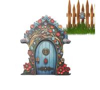 Generisch Porte miniature - gnome décoratif - Porte - Ornement de style forêt enchanté - Accessoire de souche d'arbre rustique - Figurine de jardin légère - Merveilleux elfe pour les arbres, les