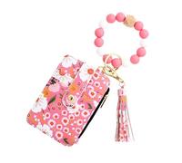 Generisch Porte-Monnaie bohème avec Perles et Pompon - Mini étui pour Cartes et clés - Remplacement Pratique du Portefeuille avec dragonne - pour Femme, C coloré, Motif Floral bohème