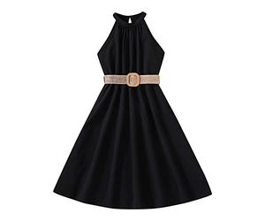 Generisch Portefeuille Garçon Encolure Suspendue Taille Collection Robe Princesse Robe Mode Outwear Bikini Fille, Noir , 7-8 ans