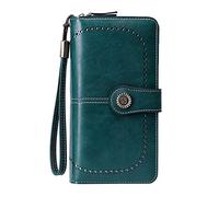Generisch Portefeuille homme grand avec porte-monnaie en cuir ciré européen et américain de grande capacité Portefeuille femme grand noir, a, Taille unique