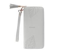 Generisch Portefeuille tendance pour homme avec fermeture éclair, couleur unie, pour plusieurs cartes, carte d'identité, sac à main pour femme, grand téléphone portable, vert, Taille unique pour tous