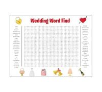 Generisch Poster de recherche de mots de mariage 2026, jeu de fiançailles, affiche de recherche de mots pour adultes, 50 mots, grande impression, recherche de mots - Activation de jeu d'affiches (5 ml