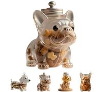 Generisch Pot à bonbons bouledogue français, Adorable récipient à friandises pour chien, biscuits, candies, dosettes de café, joli pot de rangement en verre (B)