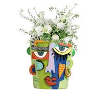 Generisch Pot de fleurs coloré pour le visage - 15 cm - En résine synthétique - Décoration pour l'intérieur et l'extérieur - Avec trou de drainage - Pour appartement, balcon, jardin