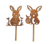 Generisch Pot de fleurs en forme de lapin - Lapin de Pâques en fer - Décoration de jardin d'animaux - de jardin enfichable en plein air pour la décoration - Art en fer à l'extérieur