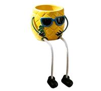 Generisch Pots de amusants - Ananas avec pieds - Figurine | Pot de fleurs d'intérieur pour rebord de fenêtre, bureau, entrée, placard, balcon, jardin, cour, pelouse, terrasse