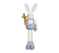 Generisch Poupée de lapin debout - 49,69 x 9,84 x 4,72 pouces, nain en peluche avec jambes extensibles, jouet de lapin rempli vif, figurine de lapin mignonne avec panier à carottes printanières | Nain