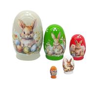 Generisch Poupées en bois - Avec lapin de printemps - Décoration traditionnelle russe - Décoration pour la maison, le salon, la chambre à coucher, la cheminée, le couloir, le bureau, la table à manger