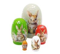 Generisch Poupées gigognes en bois - Lapin printanier imbriqué | Poupées gigognes décoratives pour salon, chambre à coucher, cheminée, entrée, bureau, table à manger, vacances