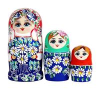 Generisch Poupées russes Matrjoschka 7 pièces en bois avec | Jeu éducatif enfichable pour enfants, collectionneurs, éducateurs, anniversaire, fête, cadeau de bureau
