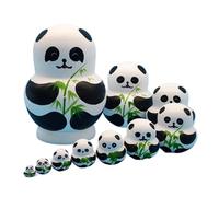 Generisch Poupées russes, pour adultes, 10 pièces, design animal, peintes à la main, en bois, en Russie, décoration de salon, cheminée, chambre d'enfant, chambre à coucher, étagère d'entrée