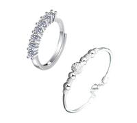 Generisch Pour Couleurs Choix Empilable Anneaux Female Straight Tail Ring Bleu Cadeau Jonc Bracelet Anneaux (Silver*2, One Size*1+One Size*1)