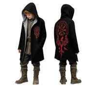 Generisch - Pour - Veste longue cape médiévale pour un usage quotidien polyvalent et décontracté avec un look tendance moderne et un caractère d'aventure, Noir , 14-15 ans