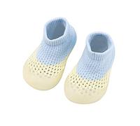 Generisch Premières chaussettes pour bébé avec maille élastique pour tout-petits, nourrissons, chaussures intérieures, piétons, couleur alésage, bleu clair, 22 EU