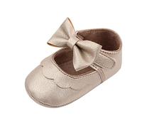 Generisch Premières chaussures de marche pour enfant fille avec nœuds élégants au design princesse pour un maintien sûr et doux, or, 19 EU