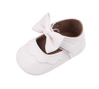 Generisch Premières chaussures de marche pour enfant fille avec nœuds élégants au design princesse pour un maintien sûr et doux, Blanc., 19 EU