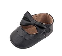 Generisch Premières chaussures de marche pour enfant fille avec nœuds élégants au design princesse pour un maintien sûr et doux, Noir , 20 EU