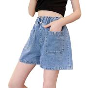 Generisch Pro Shorts Enfants Filles Jeans Été Nouveau Grand Garçon Jeans Shorts Filles Casual Quatre Boutons Pantalons Courts Chemise 86, bleu clair, 11-12 ans