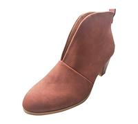 Generisch Produktf Classification Bottines pour femme | Titre du produit - Bottes courtes empilées en cuir avec talon pour femme - Bottes élégantes pour femme pour une apparence polyvalente, marron