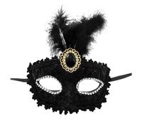 Generisch Protection du visage exquise pour femme pour la danse et le carnaval avec un design élégant en poudre dorée comme masque de fête en forme de croissant de lune (noir, taille unique)