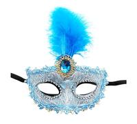 Generisch Protection du visage exquise pour femme pour la danse et le carnaval avec un design élégant en poudre dorée comme masque de fête en forme de croissant de lune (bleu, taille unique)