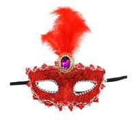 Generisch Protection du visage exquise pour femme pour la danse et le carnaval avec un design élégant en poudre dorée comme masque de fête en forme de croissant de lune (rouge, taille unique)