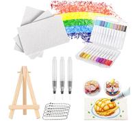 Generisch Puffy Paint Kit de peinture 3D Magic Puffy Paint - 48 pièces - Carré, cercle, cœur - En mousse - Pour la peinture à la texture en mousse (12 marqueurs carrés)