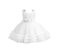 Generisch Puffy Princesses Robe de bal pour fille fille fille premier anniversaire fête fête fête enfant, Blanc., 4-5 ans