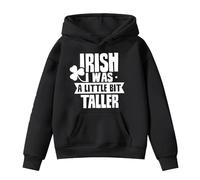 Generisch Pull à capuche à manches longues pour fille avec design St Patrick comme vêtement de loisirs confortable, Noir , 13-14 ans