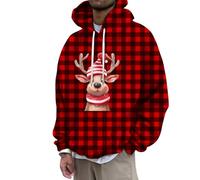 Generisch Pull à capuche à manches longues pour homme - Motif renne de Noël - Décontracté - Impression 3D, bleu ciel, M