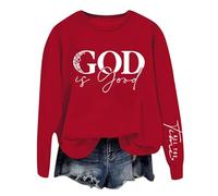 Generisch Pull à capuche avec imprimé lettres et col rond pour femme pour l'automne et l'hiver Tableau des tailles pour femme, rouge, XL
