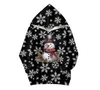 Generisch Pull à capuche de Noël pour filles de taille moyenne et petite, sweat coloré à manches longues pour l'hiver, Noir , 10-11 ans