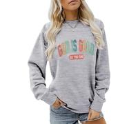 Generisch Pull à capuche décontracté pour femme avec lettres imprimées pour les vêtements de sport, gris, S