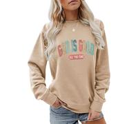 Generisch Pull à capuche décontracté pour femme avec lettres imprimées pour les vêtements de sport, marron, S