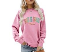 Generisch Pull à capuche décontracté pour femme avec lettres imprimées pour les vêtements de sport, Rose, S