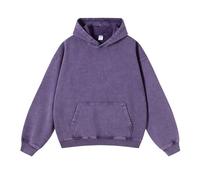 Generisch Pull à capuche délavé pour femme Y2K Vintage Sweatshirt à capuche basique Look usé Pull de transition Vintage Veste à capuche Sweat doublé en polaire douce Sweatshirt streetwear décontracté