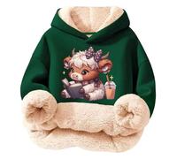 Generisch Pull à capuche en polaire pour fille, pull d'hiver doux avec imprimés, haut décontracté pour enfants activités de plein air, GN1., 15-16 ans