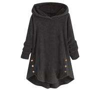 Generisch Pull à capuche en polaire teddy pour femme - Pull à capuche décontracté pour l'hiver - Pull en polaire surdimensionné - Veste chaude en peluche - Longue robe pull légère - Manteau d'hiver en
